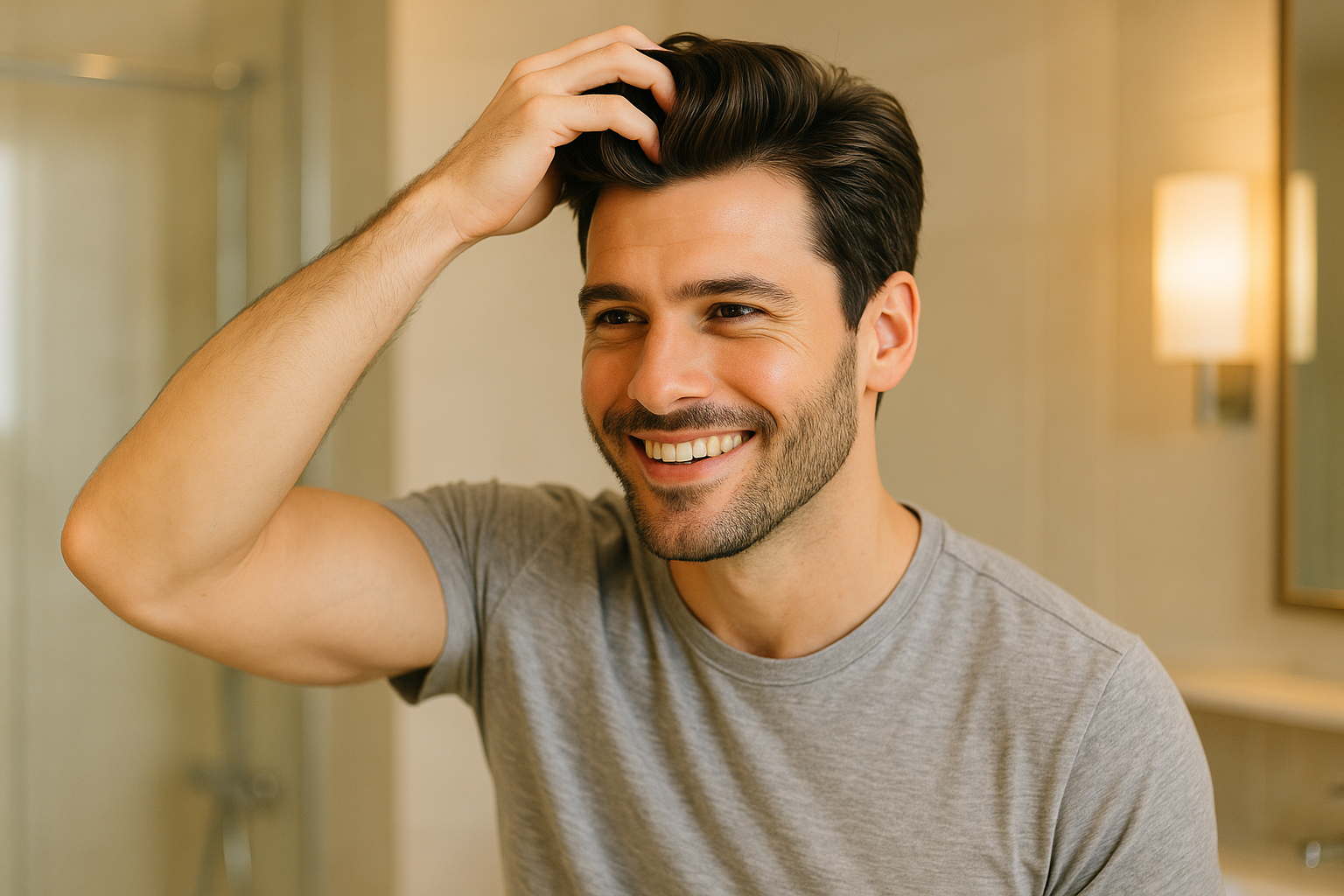 Man happy with hair